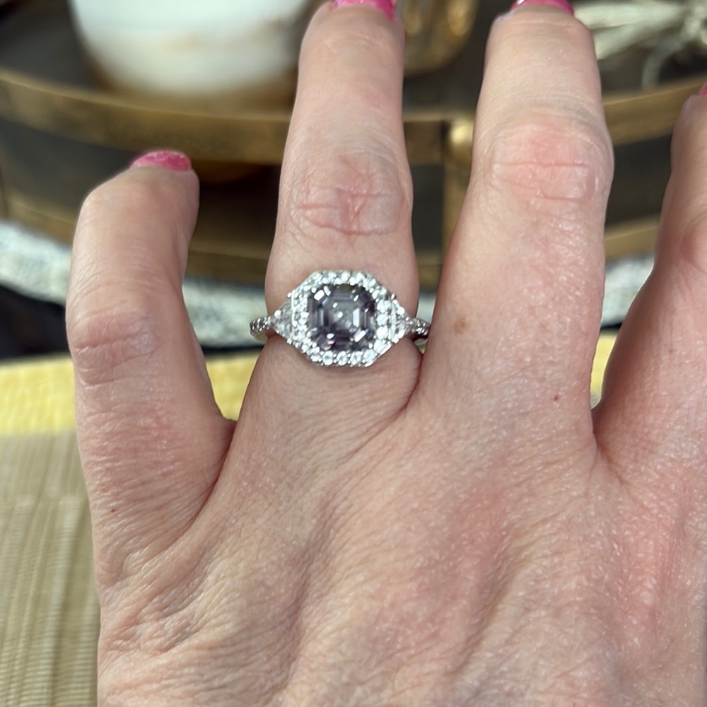 Elegant Sterling SilverRing with Clear and colored Diamonique stones.